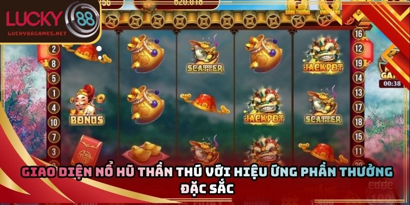 Giao diện nổ hũ thần thú với hiệu ứng phần thưởng đặc sắc